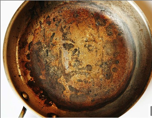 In April 2005, an Australian man said he saw the image of Jesus Christ in this frying pan after he burned lemon mustard cream sauce in it.